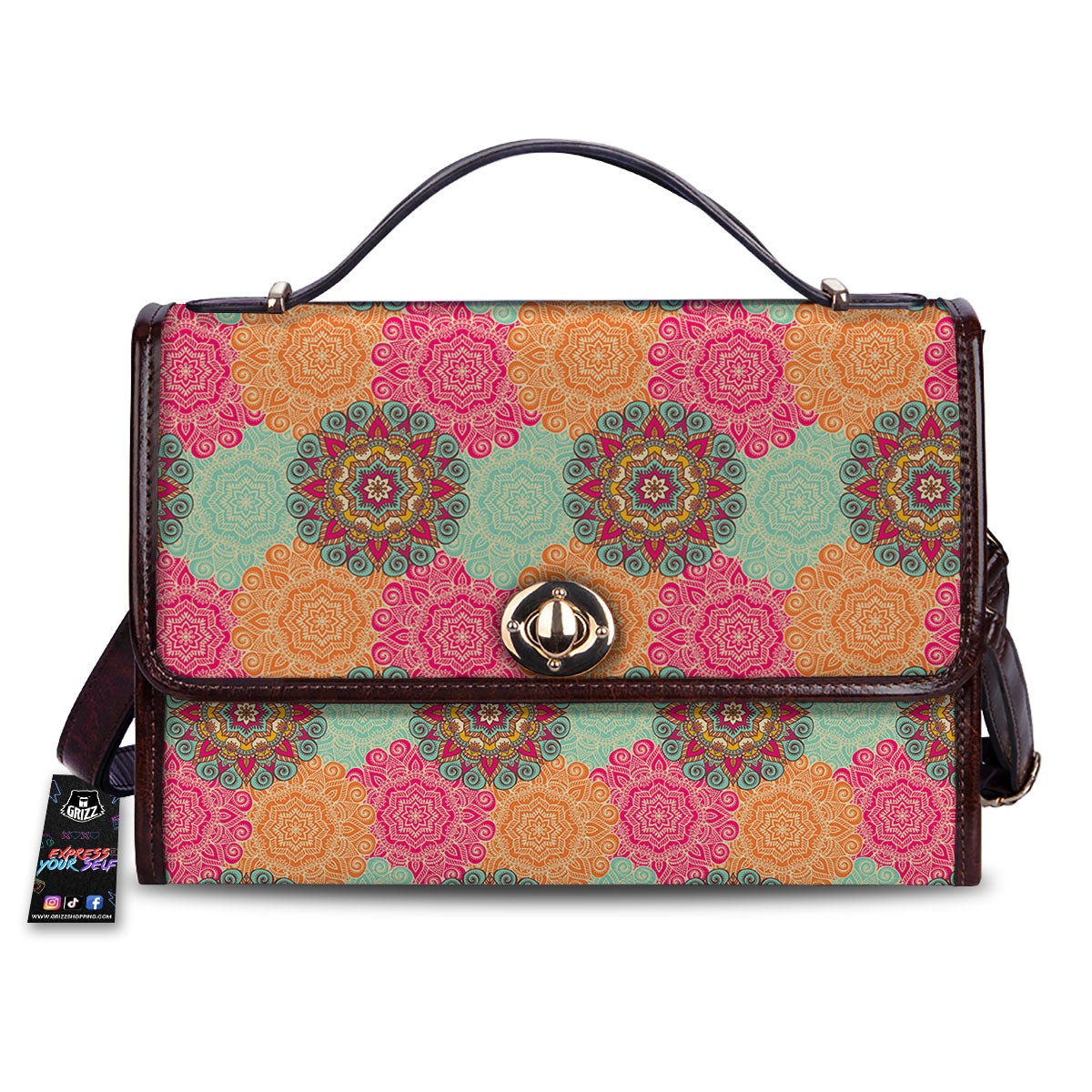 Bohemian Sangria Mandala Print Pattern Women's Satchel Bag