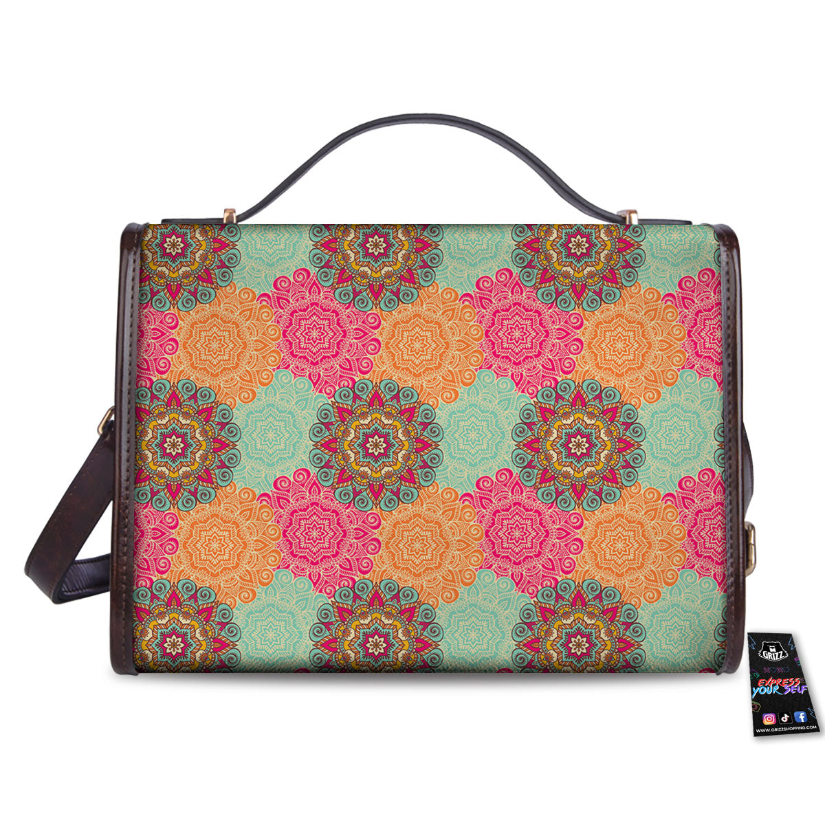 Bohemian Sangria Mandala Print Pattern Women's Satchel Bag