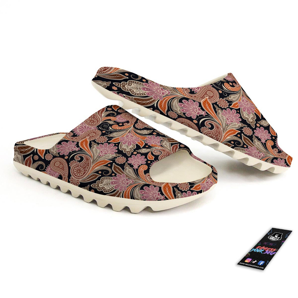 Bohemian Tangerine Floral Print Pattern Sandals-grizzshop