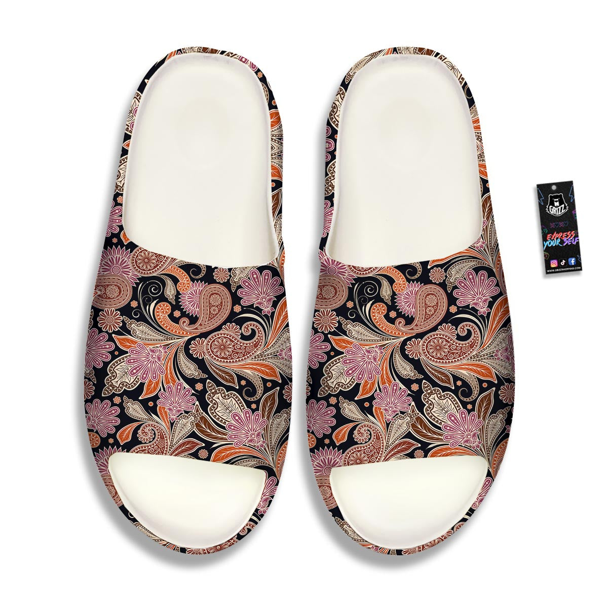 Bohemian Tangerine Floral Print Pattern Sandals-grizzshop