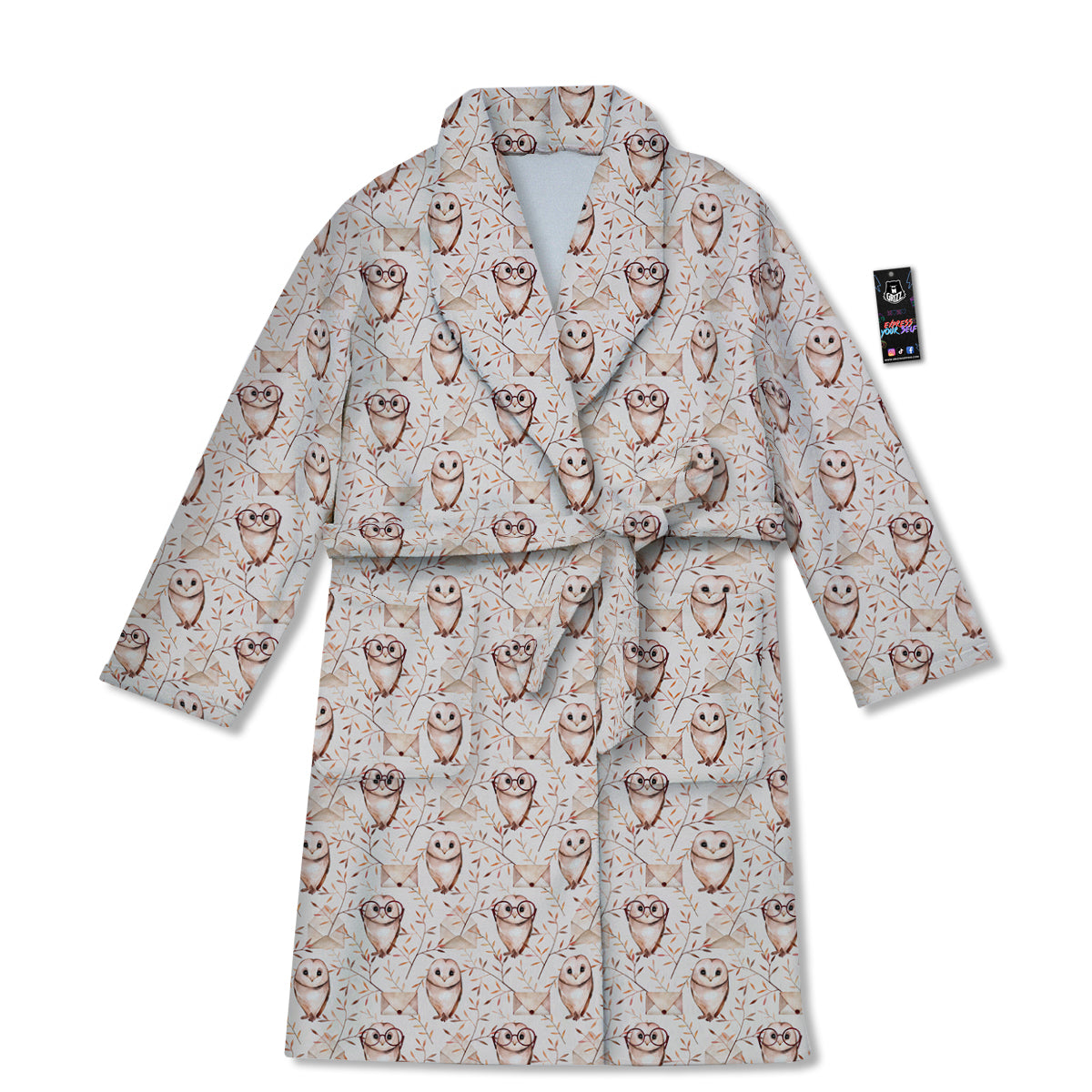 Boho Cute Owl Print Pattern Bathrobe-grizzshop