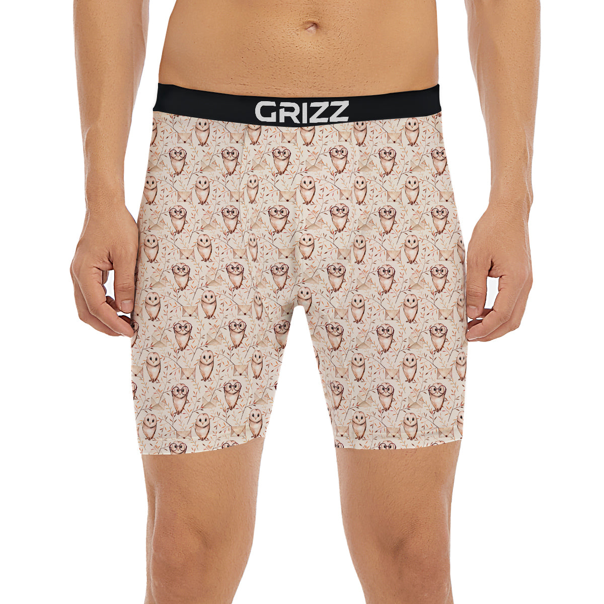 Boho Cute Owl Print Pattern Boxer Briefs-grizzshop
