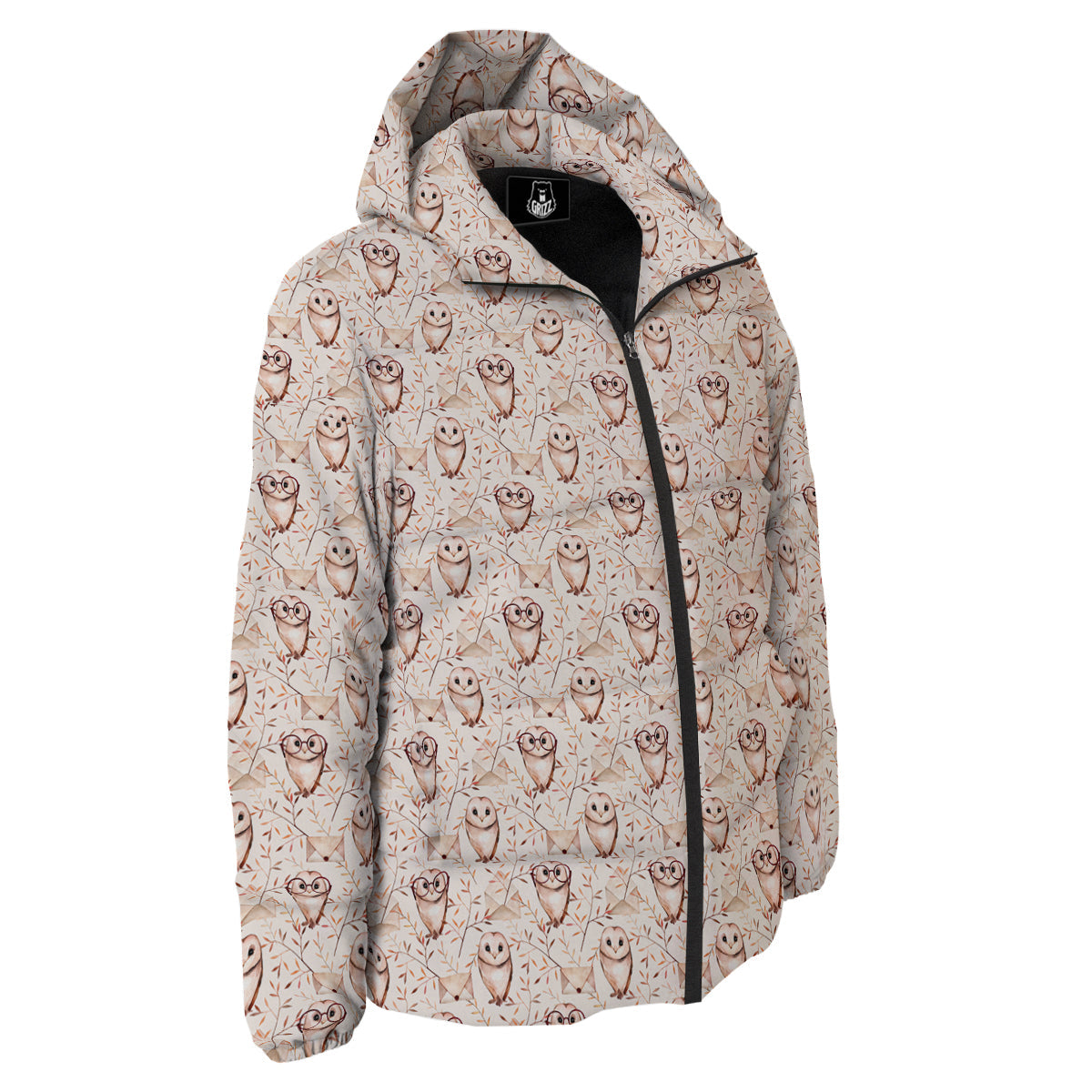 Boho Cute Owl Print Pattern Down Jacket-grizzshop