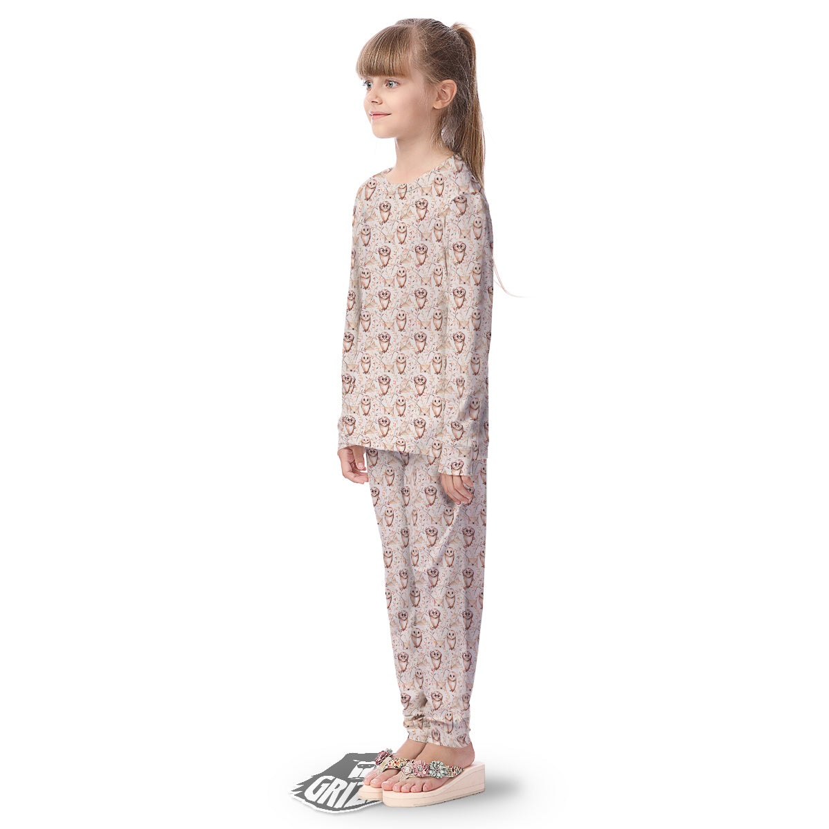 Boho Cute Owl Print Pattern Kid's Pajamas-grizzshop