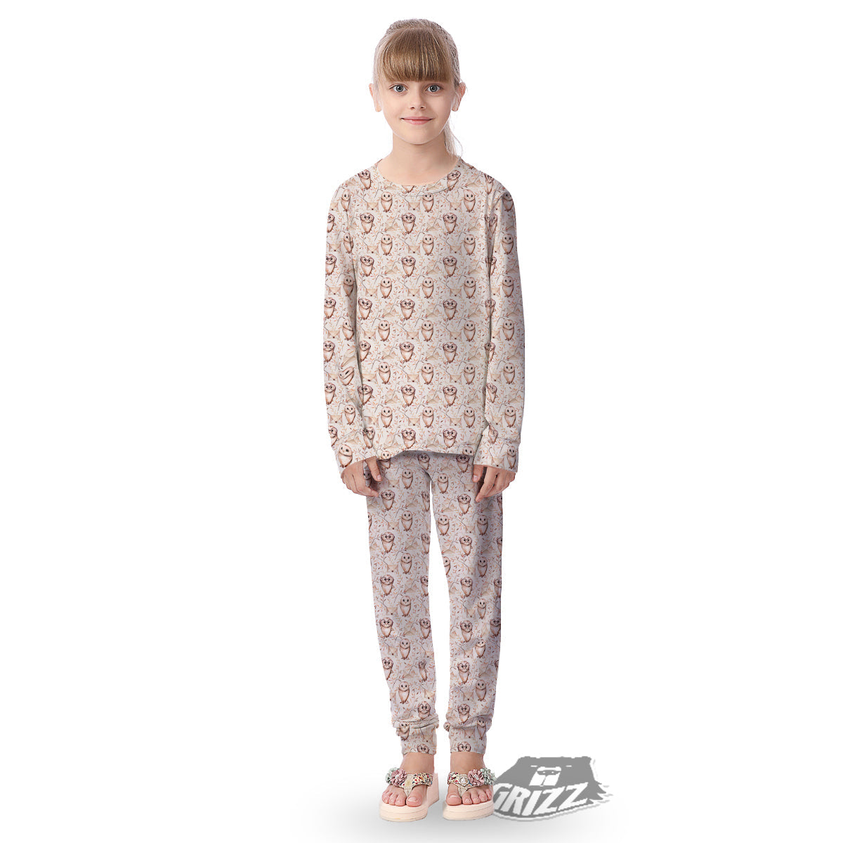Boho Cute Owl Print Pattern Kid's Pajamas-grizzshop