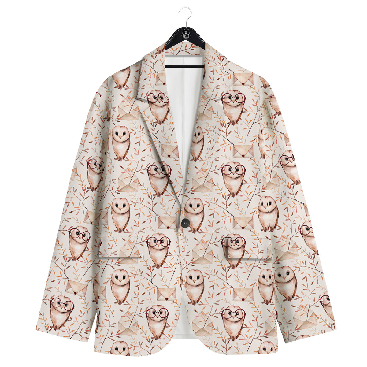 Boho Cute Owl Print Pattern Men's Sport Coat-grizzshop