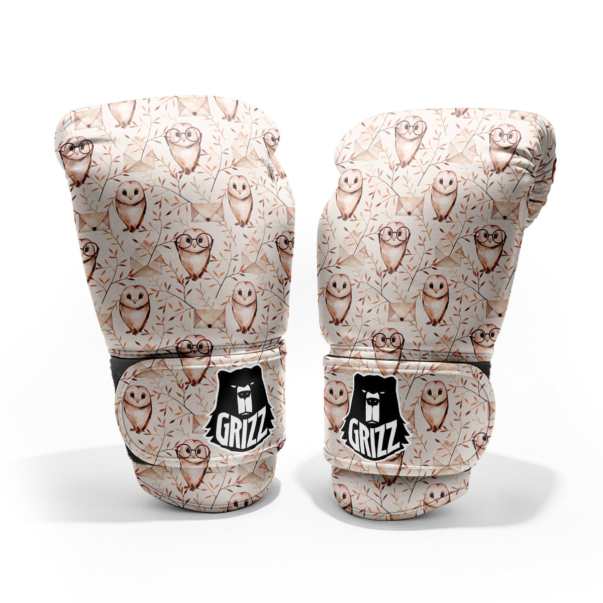 Boho Cute Owl Print Pattern Pro Boxing Glove
