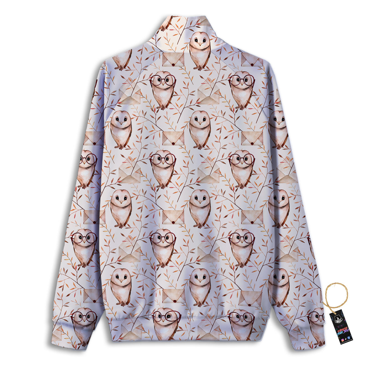 Boho Cute Owl Print Pattern Track Jacket-grizzshop
