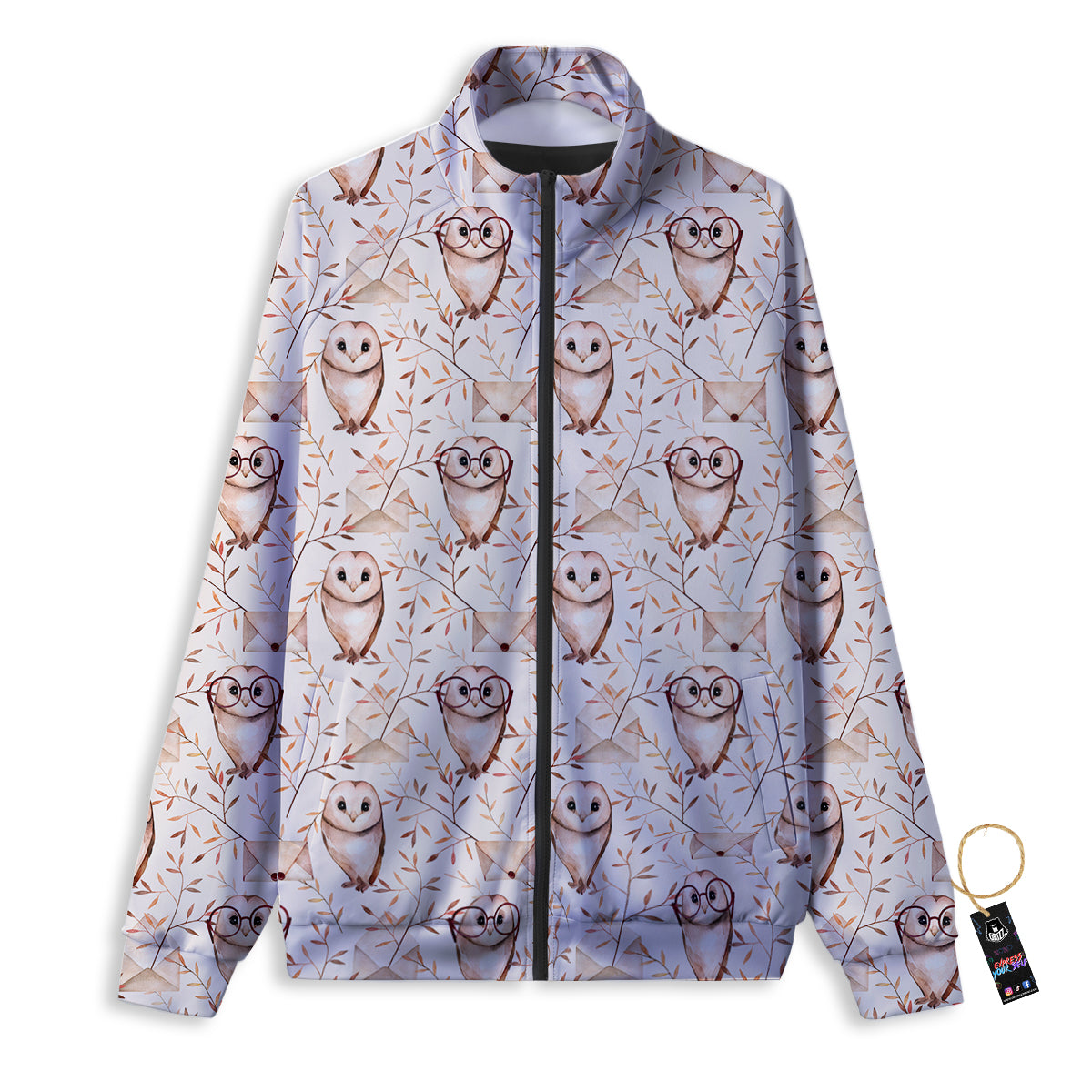 Boho Cute Owl Print Pattern Track Jacket-grizzshop