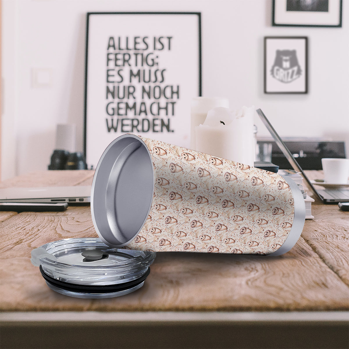 Boho Cute Owl Print Pattern Tumbler-grizzshop