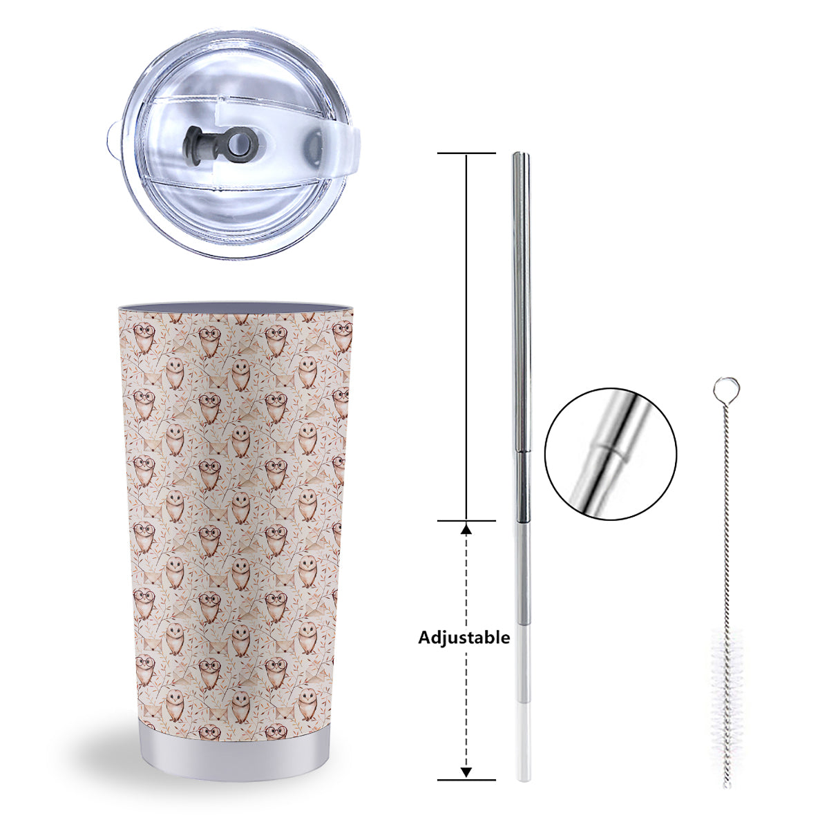 Boho Cute Owl Print Pattern Tumbler-grizzshop