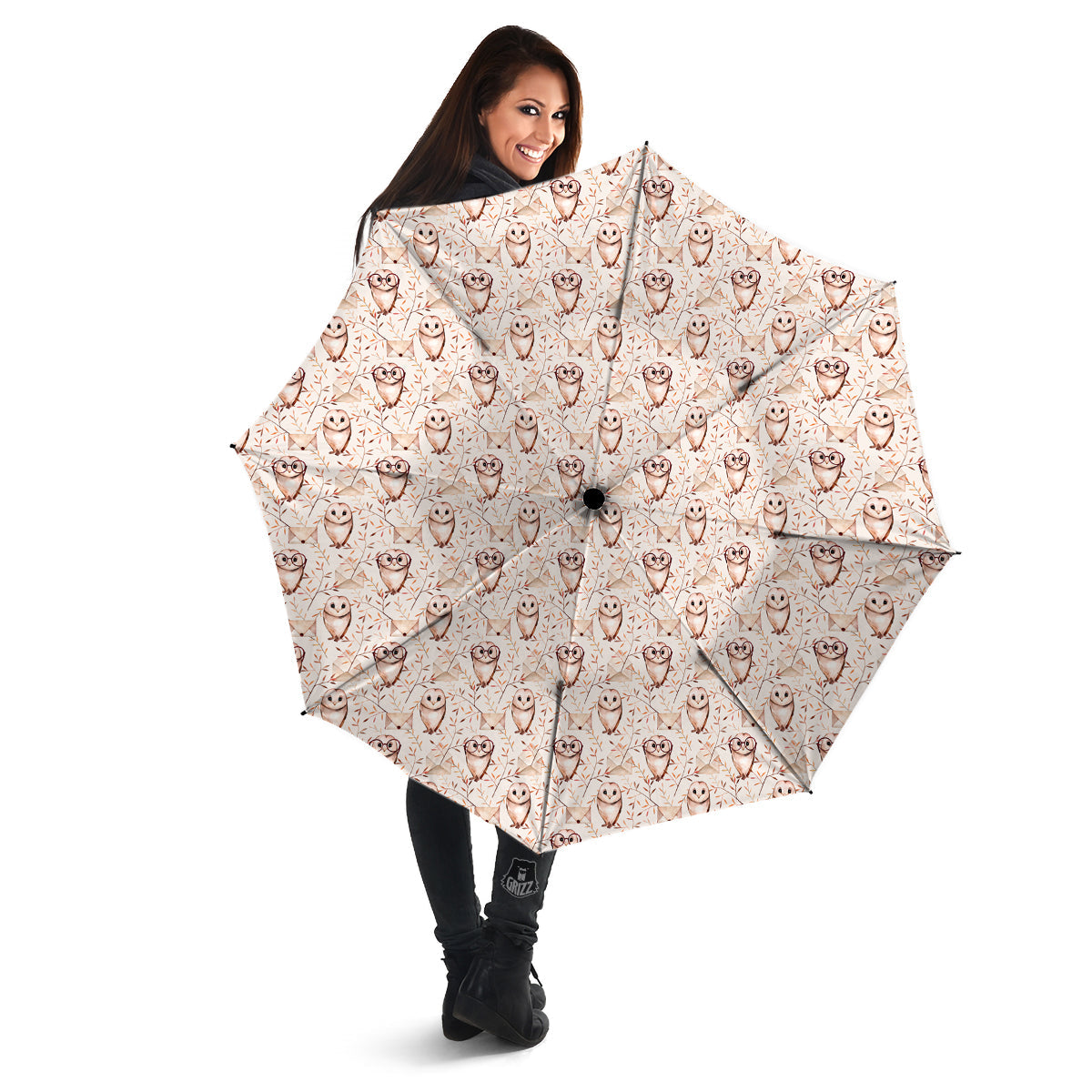 Boho Cute Owl Print Pattern Umbrella-grizzshop