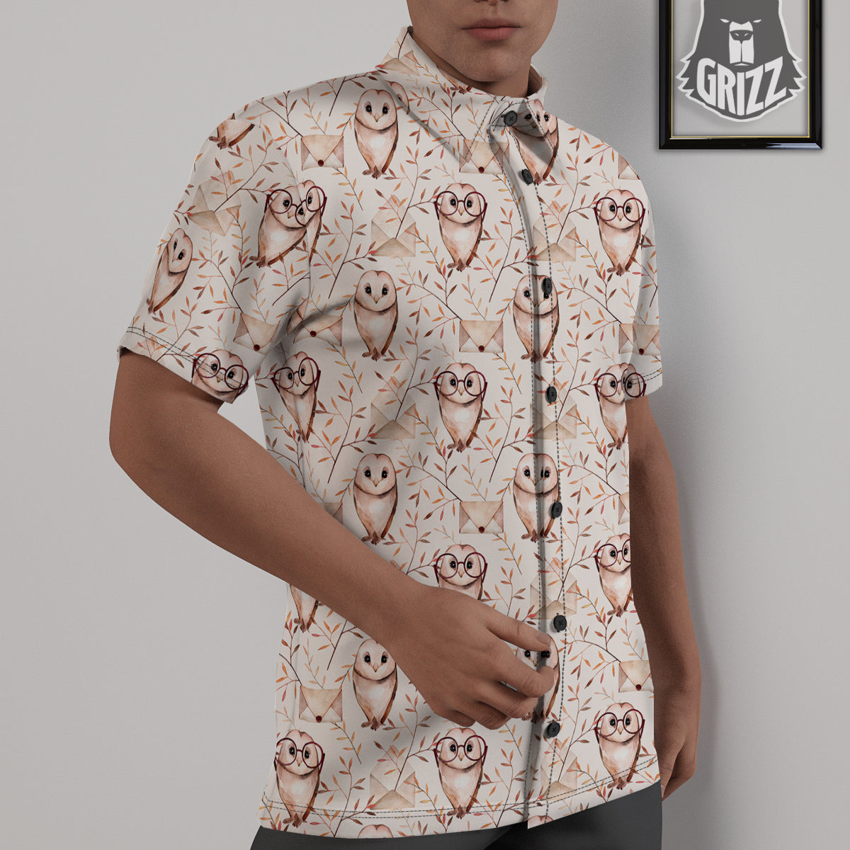 Boho Cute Owl Print Pattern Untucked Shirts-grizzshop