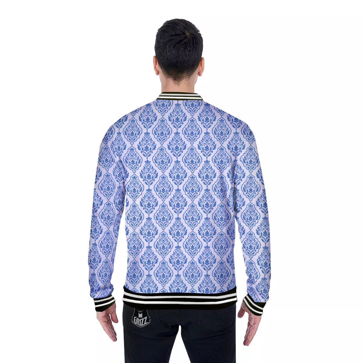 Boho Damask Print Pattern Baseball Jacket-grizzshop