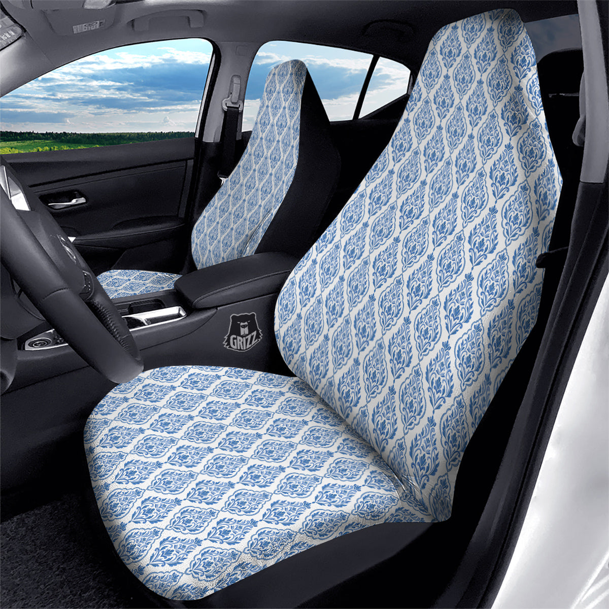 Boho Damask Print Pattern Car Seat Covers-grizzshop