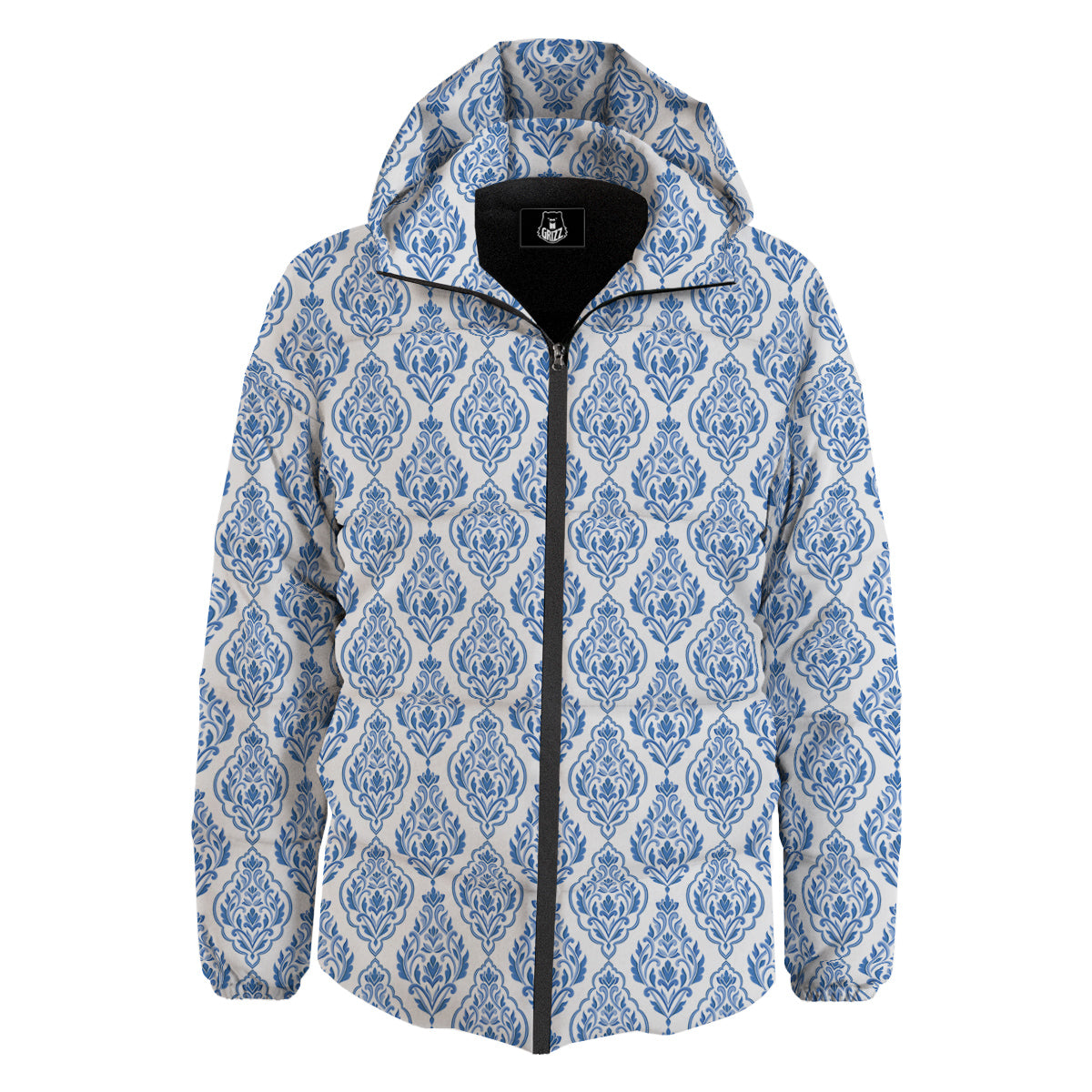 Boho Damask Print Pattern Down Jacket-grizzshop