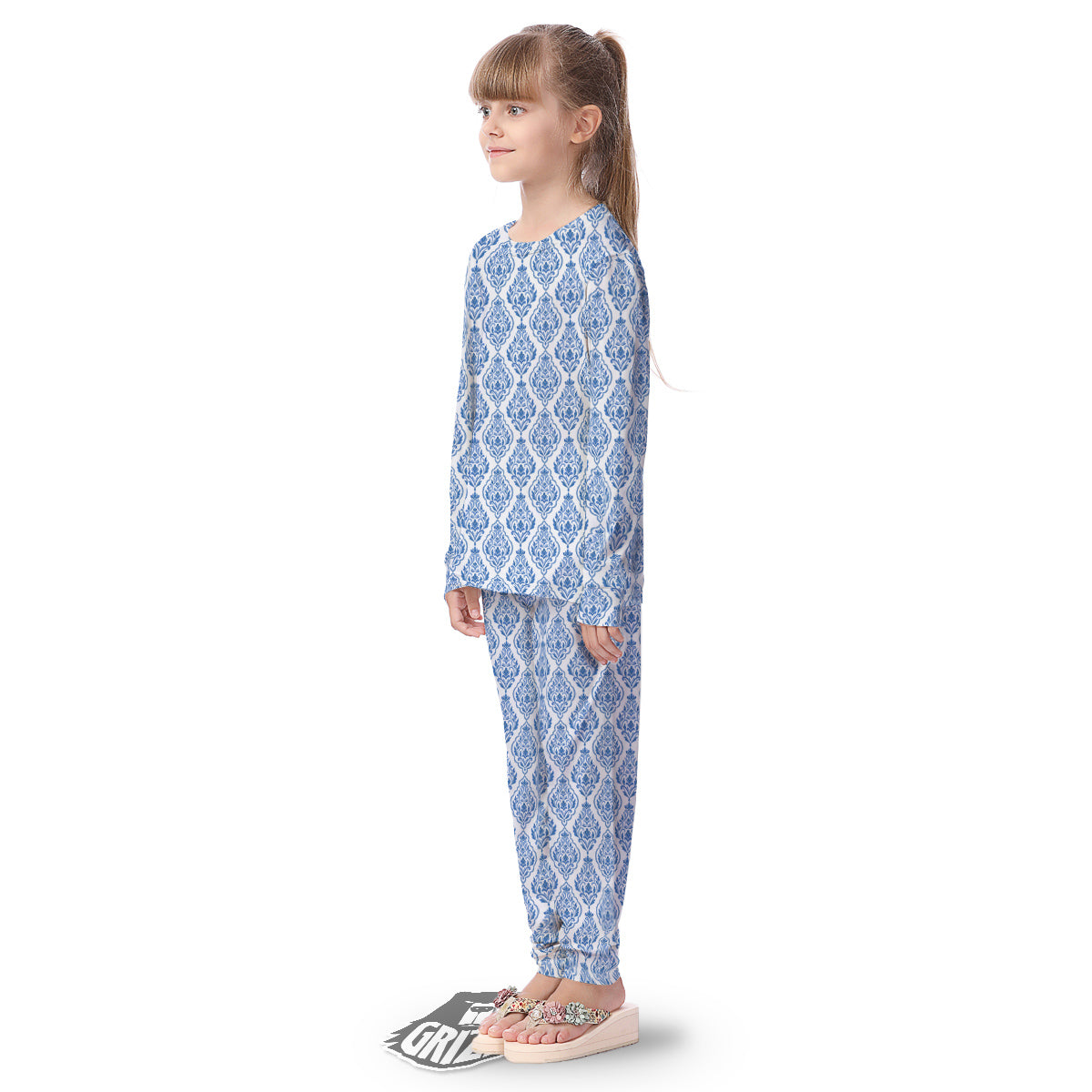 Boho Damask Print Pattern Kid's Pajamas-grizzshop