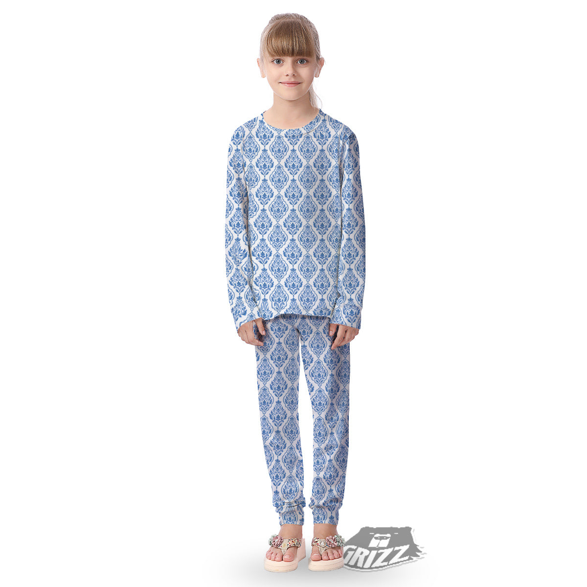 Boho Damask Print Pattern Kid's Pajamas-grizzshop