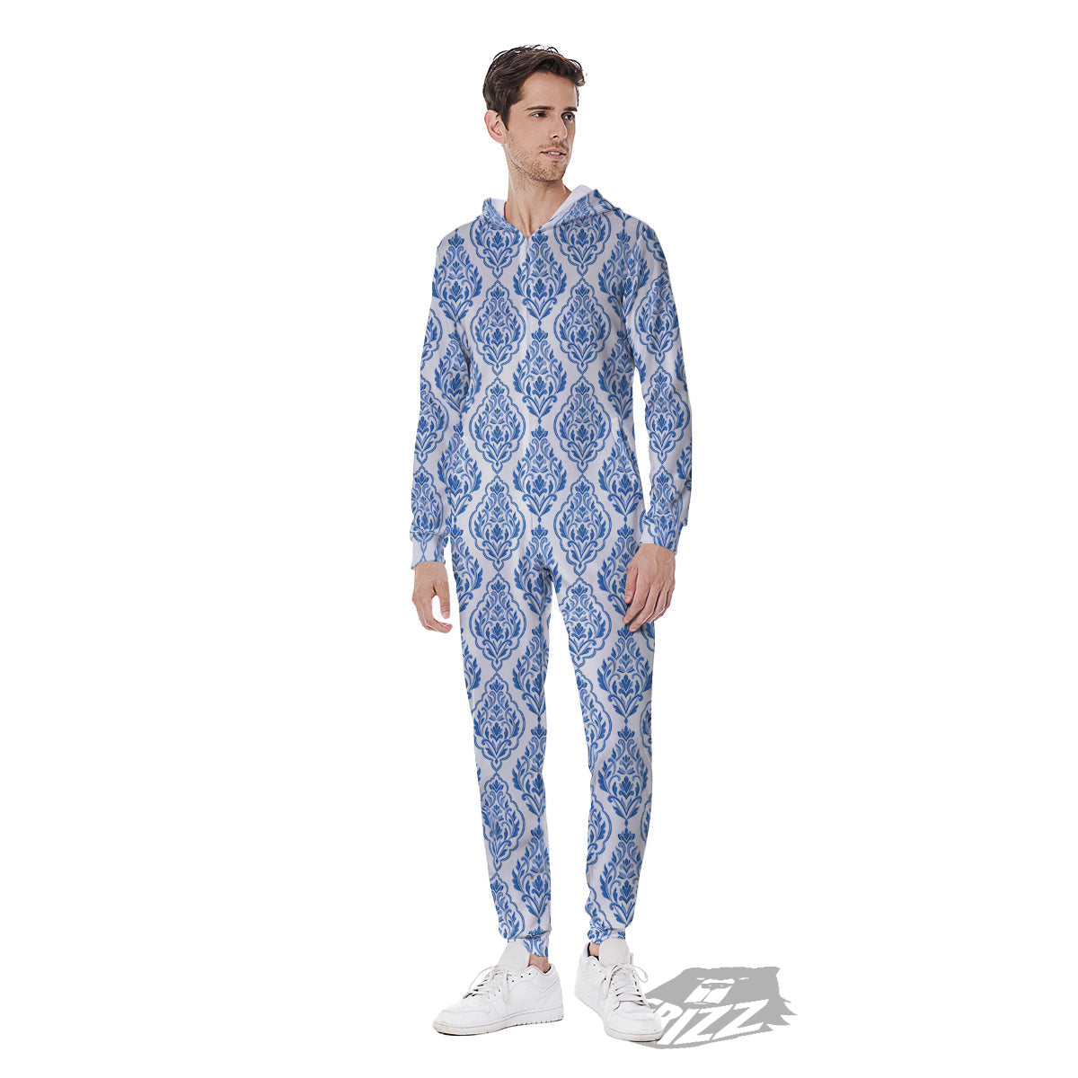 Boho Damask Print Pattern Men's Jumpsuit-grizzshop