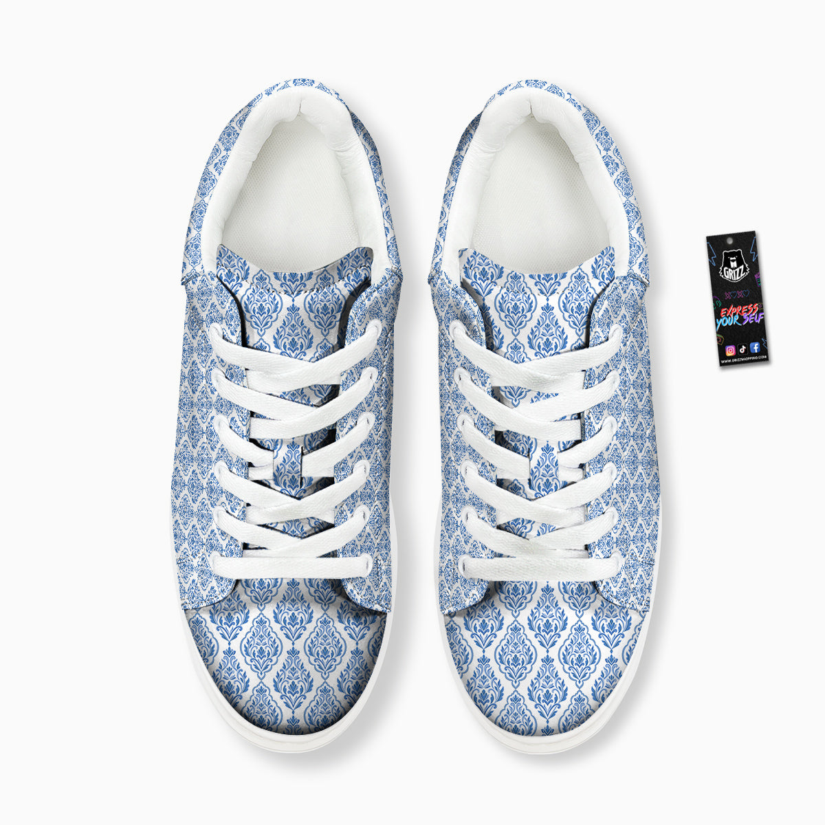 Boho Damask Print Pattern Platform Shoes-grizzshop