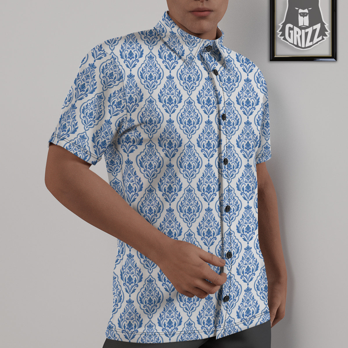 Boho Damask Print Pattern Untucked Shirts-grizzshop