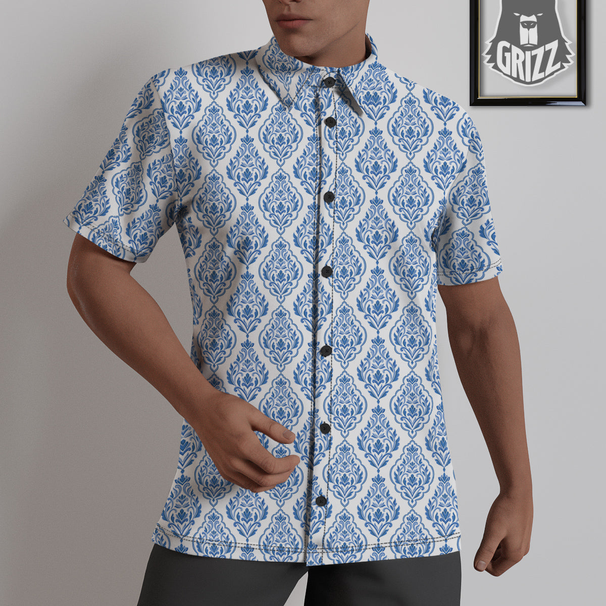 Boho Damask Print Pattern Untucked Shirts-grizzshop