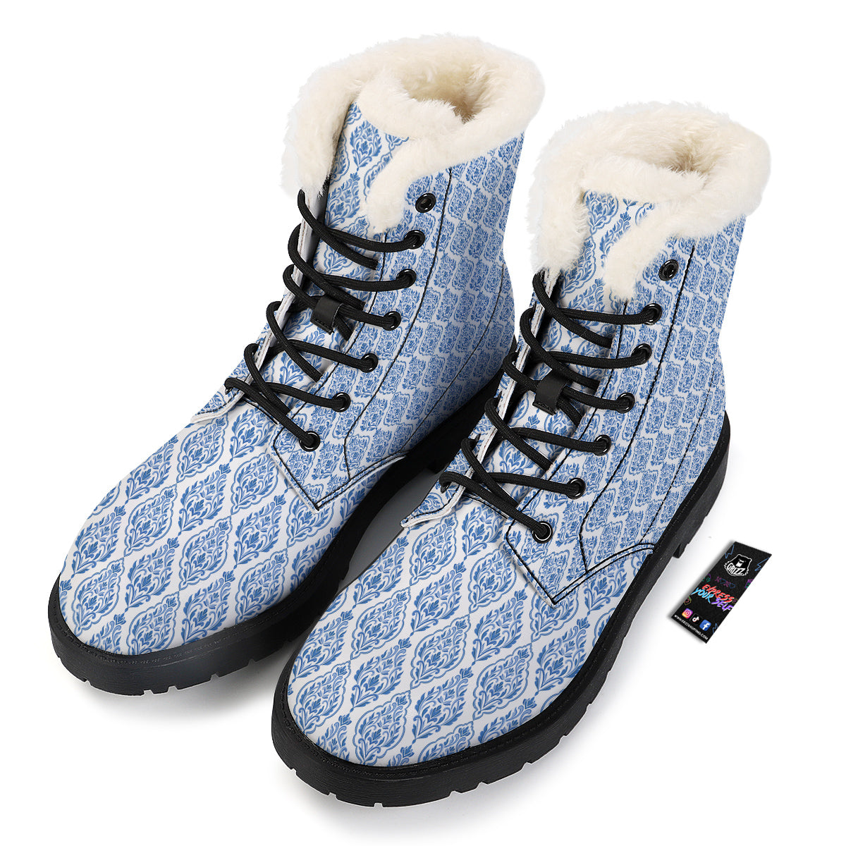 Boho Damask Print Pattern Winter Boots-grizzshop