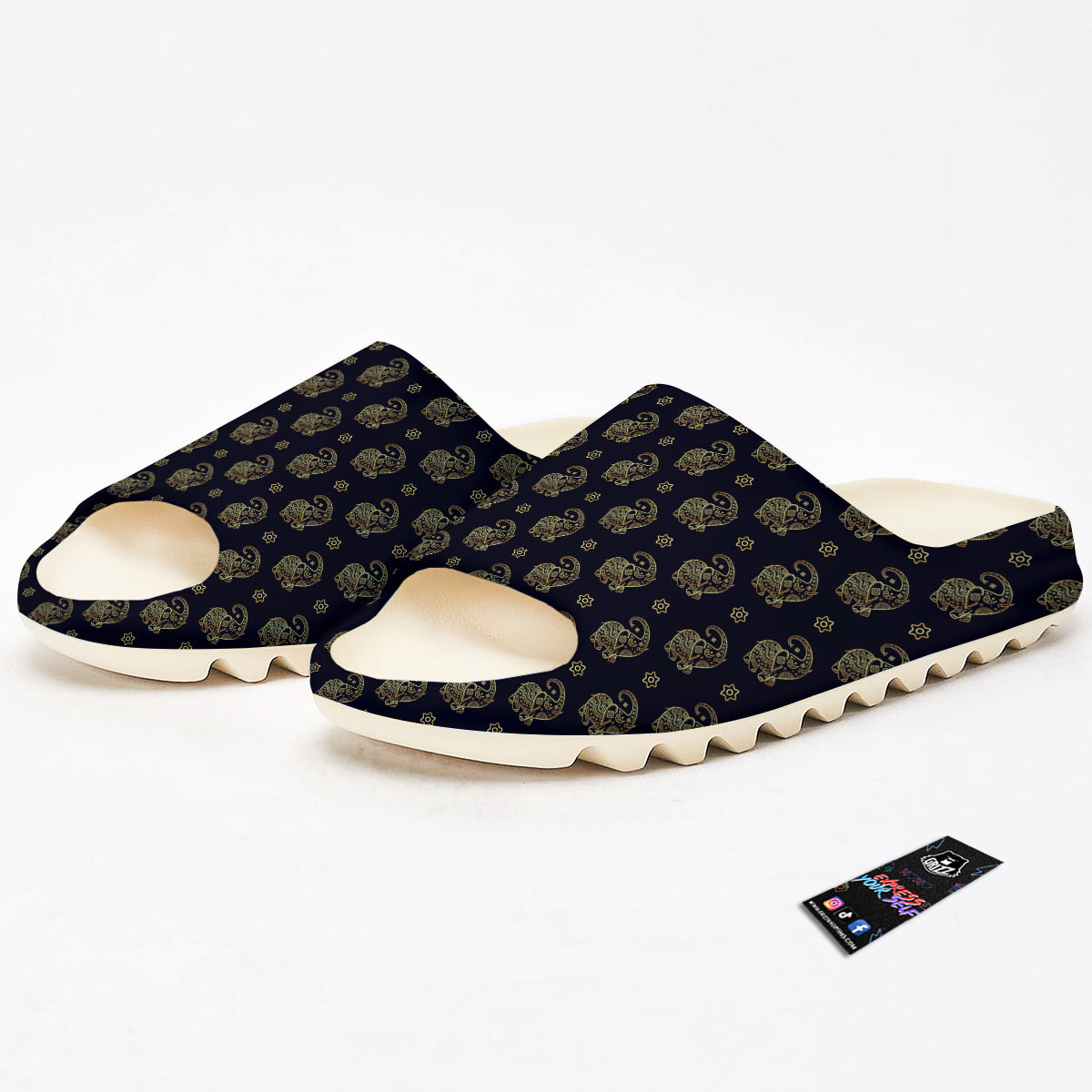 Boho Elephant Gold Cute Print Pattern Sandals-grizzshop
