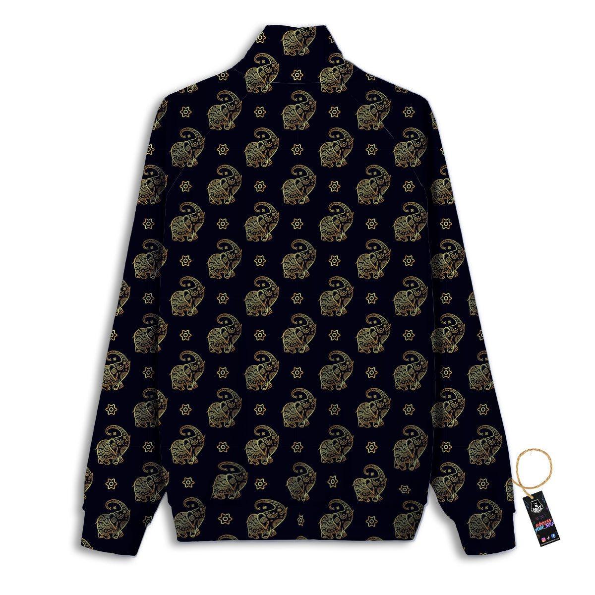 Boho Elephant Gold Cute Print Pattern Track Jacket-grizzshop