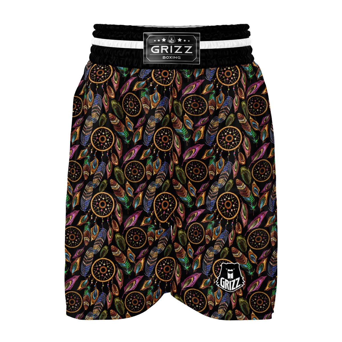 Boho Peacock Dream Catcher Feather Boxing Shorts-grizzshop