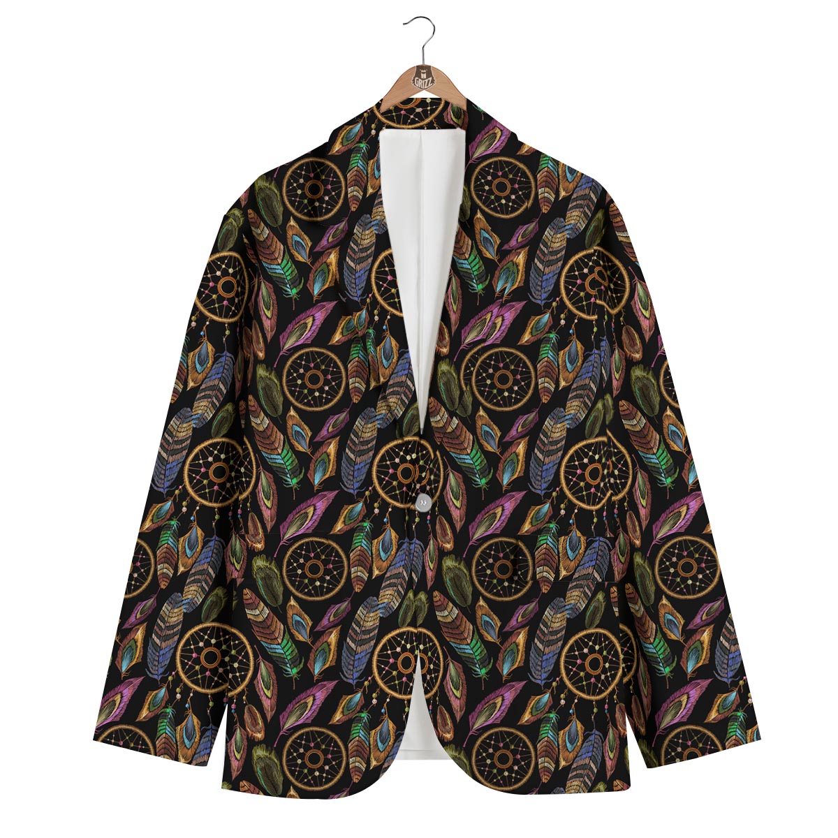 Boho Peacock Dream Catcher Feather Men's Blazer-grizzshop