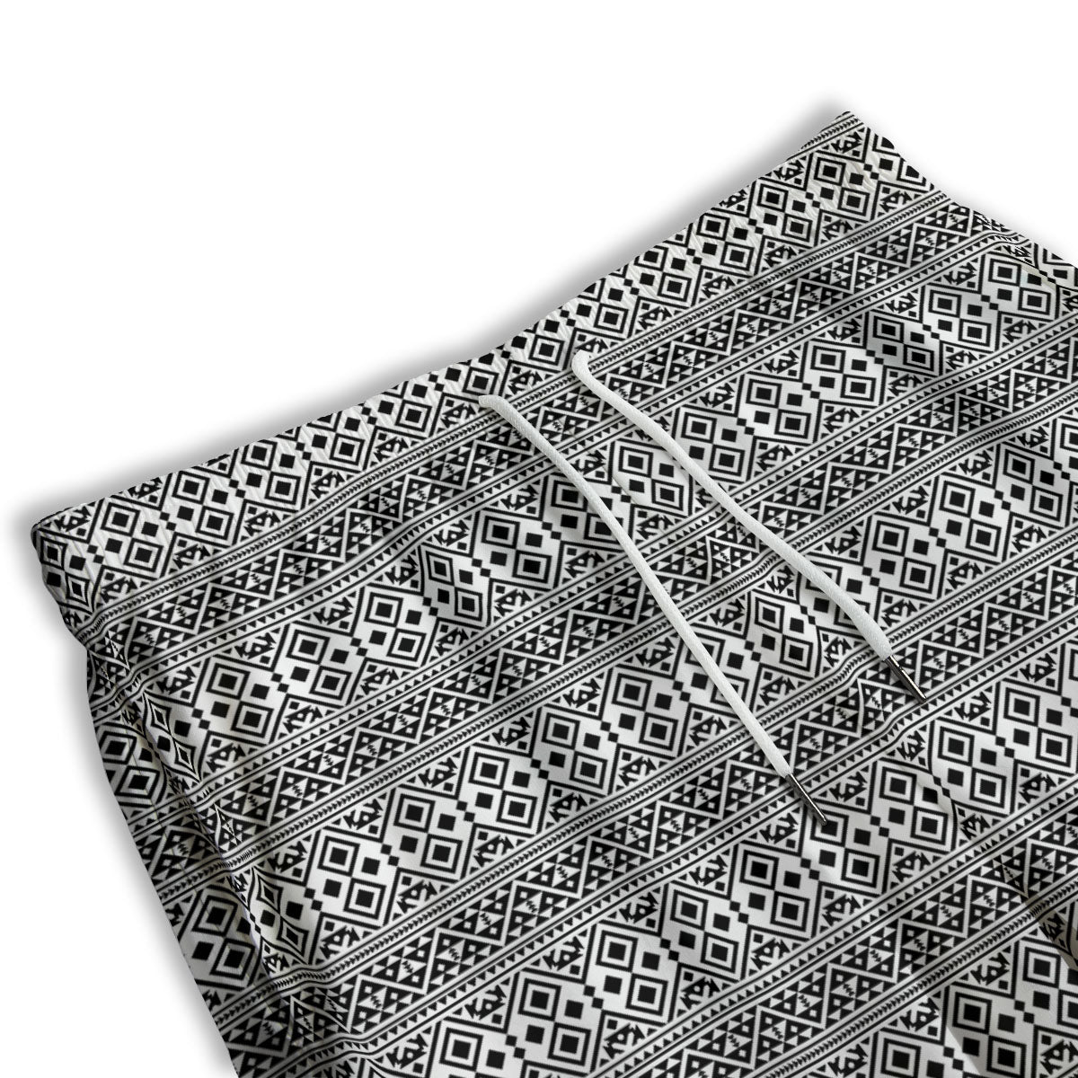 Boho Tribal White And Black Print Men's Athletic Shorts
