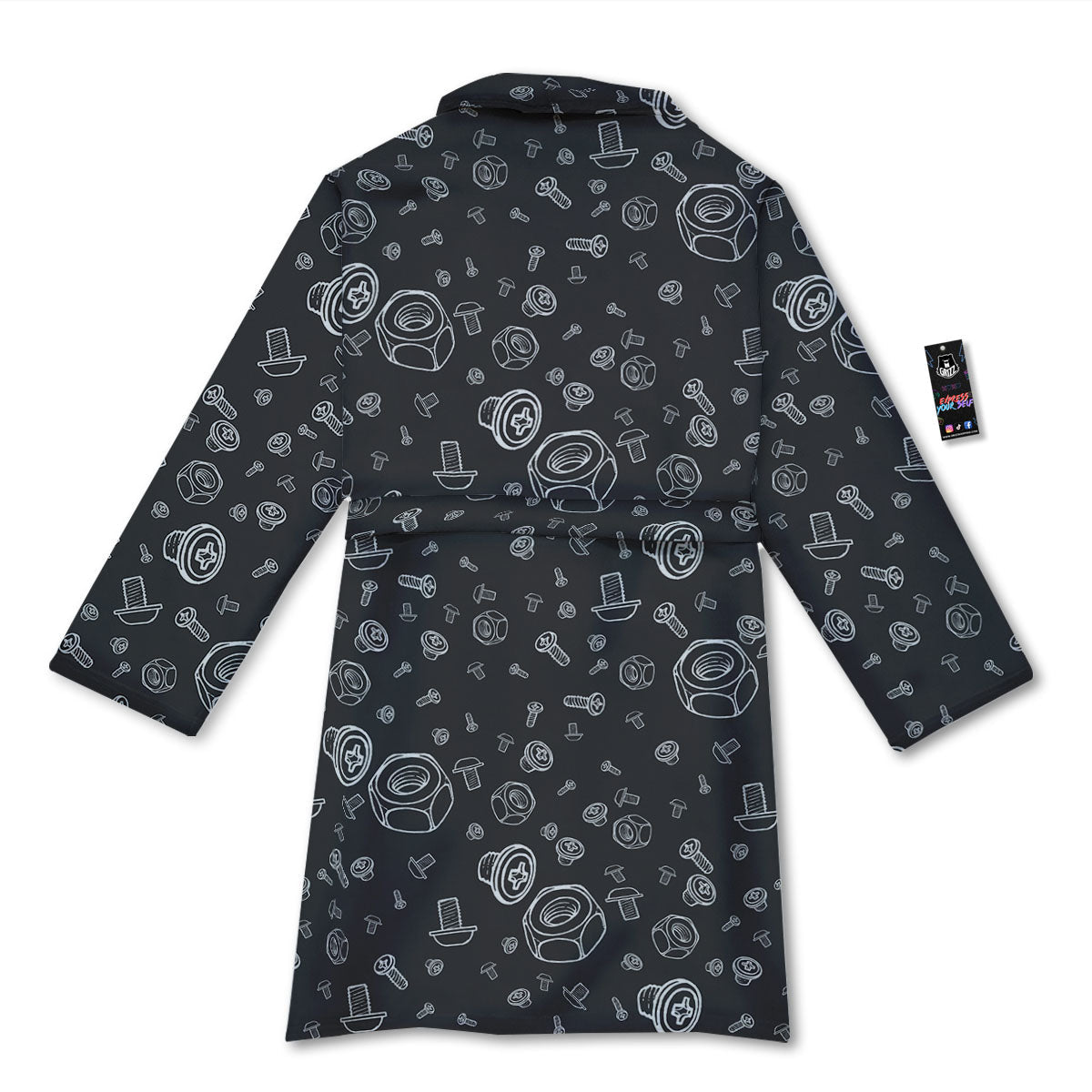 Bolts and Mechanic Nuts Print Pattern Bathrobe-grizzshop