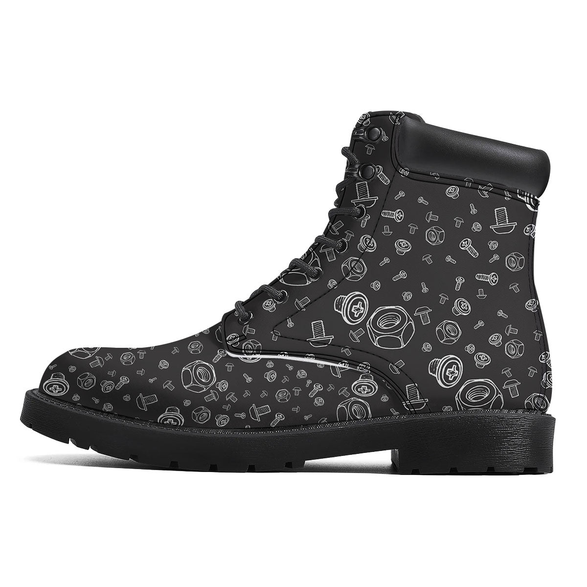 Bolts and Mechanic Nuts Print Pattern Boots-grizzshop