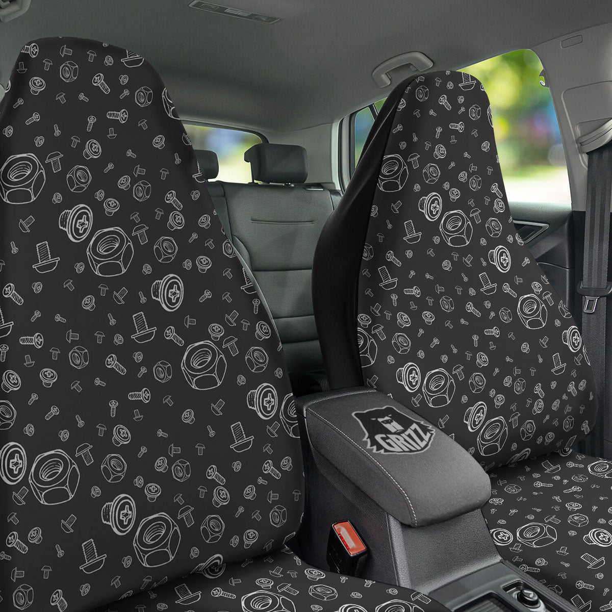 Bolts and Mechanic Nuts Print Pattern Car Seat Covers-grizzshop
