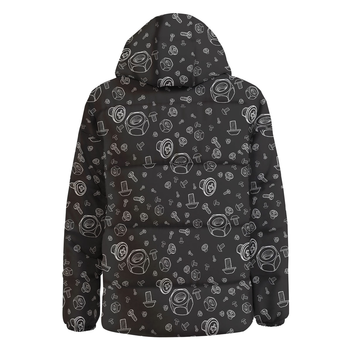 Bolts and Mechanic Nuts Print Pattern Down Jacket-grizzshop