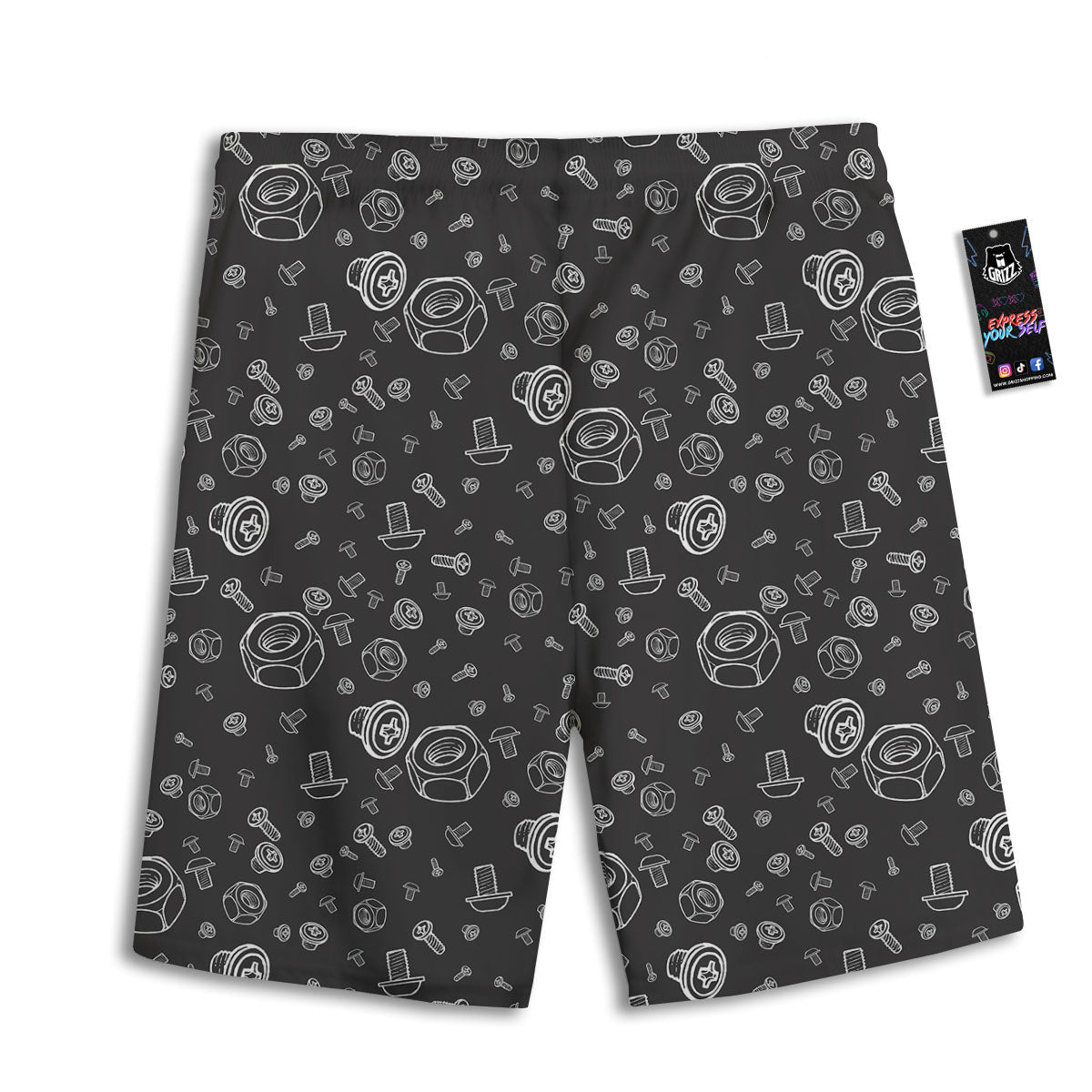 Bolts and Mechanic Nuts Print Pattern Men's Athletic Shorts