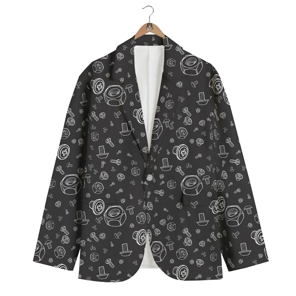 Bolts and Mechanic Nuts Print Pattern Men's Blazer-grizzshop