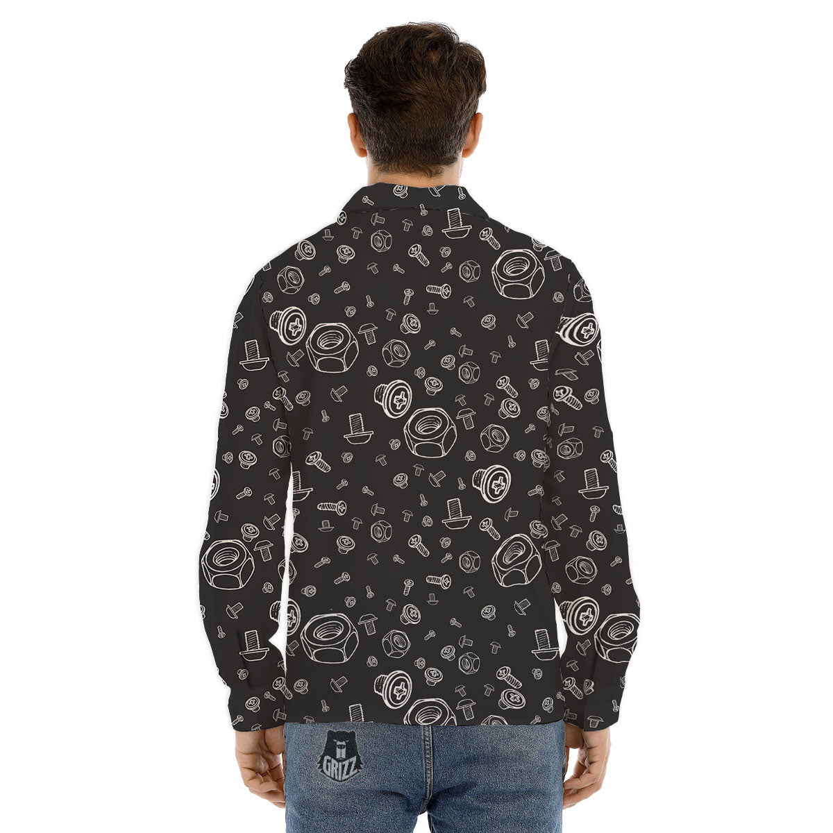 Bolts and Mechanic Nuts Print Pattern Men's Dress Shirts-grizzshop