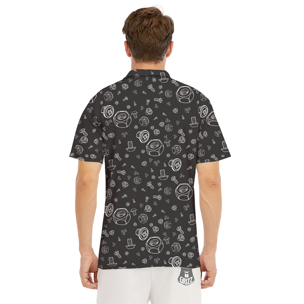 Bolts and Mechanic Nuts Print Pattern Men's Golf Shirts-grizzshop