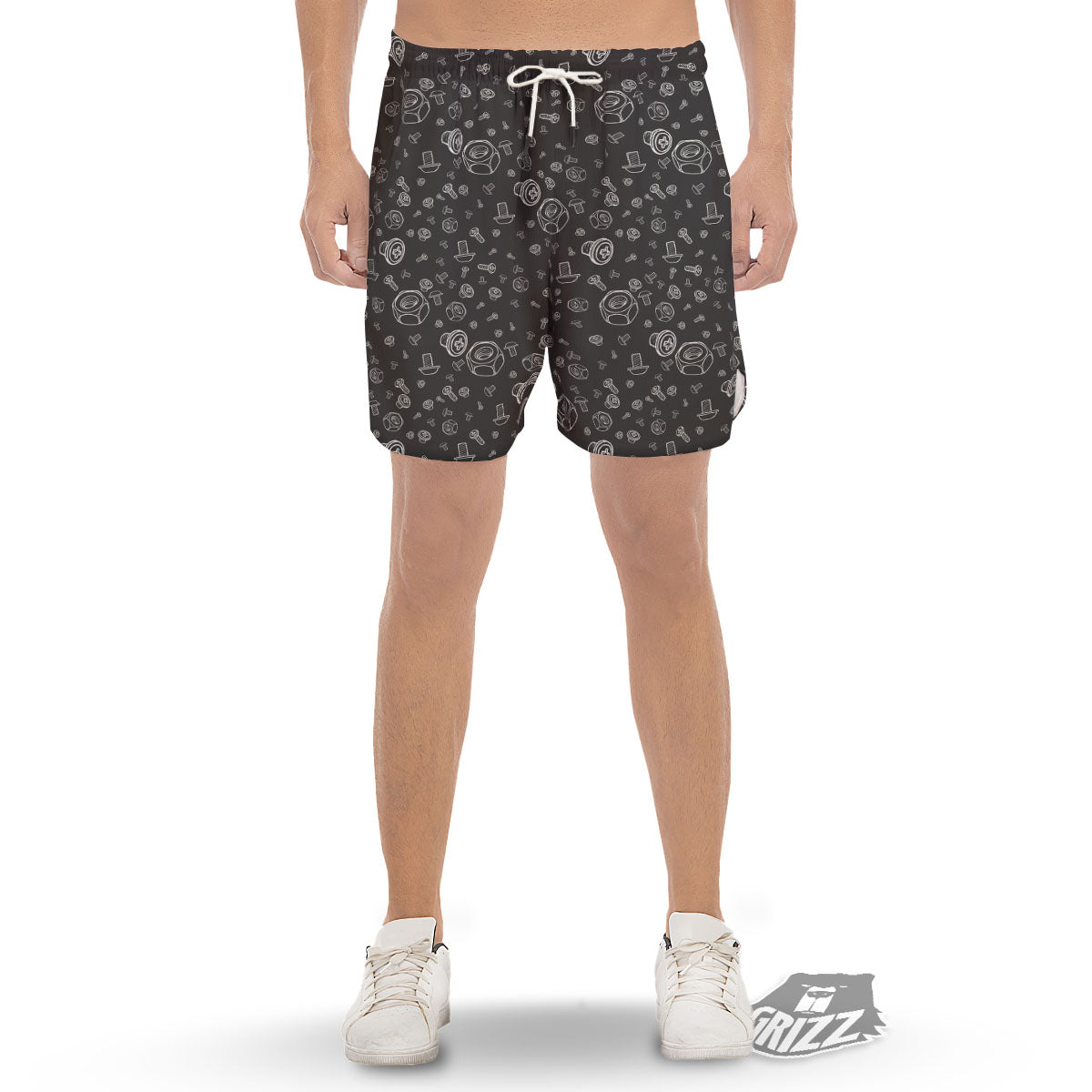 Bolts and Mechanic Nuts Print Pattern Men's Gym Shorts-grizzshop