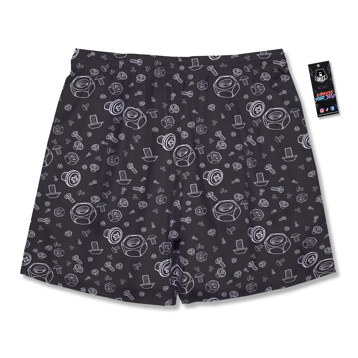 Bolts and Mechanic Nuts Print Pattern Men's Running Shorts-grizzshop