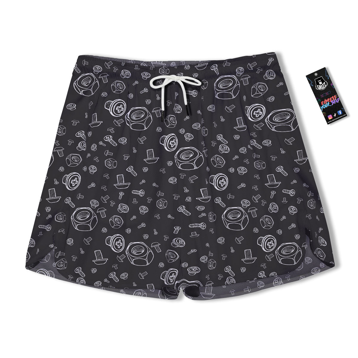 Bolts and Mechanic Nuts Print Pattern Men's Running Shorts-grizzshop