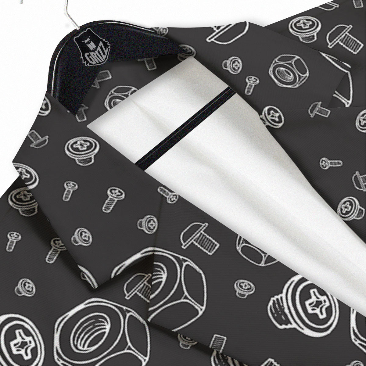 Bolts and Mechanic Nuts Print Pattern Men's Sport Coat-grizzshop