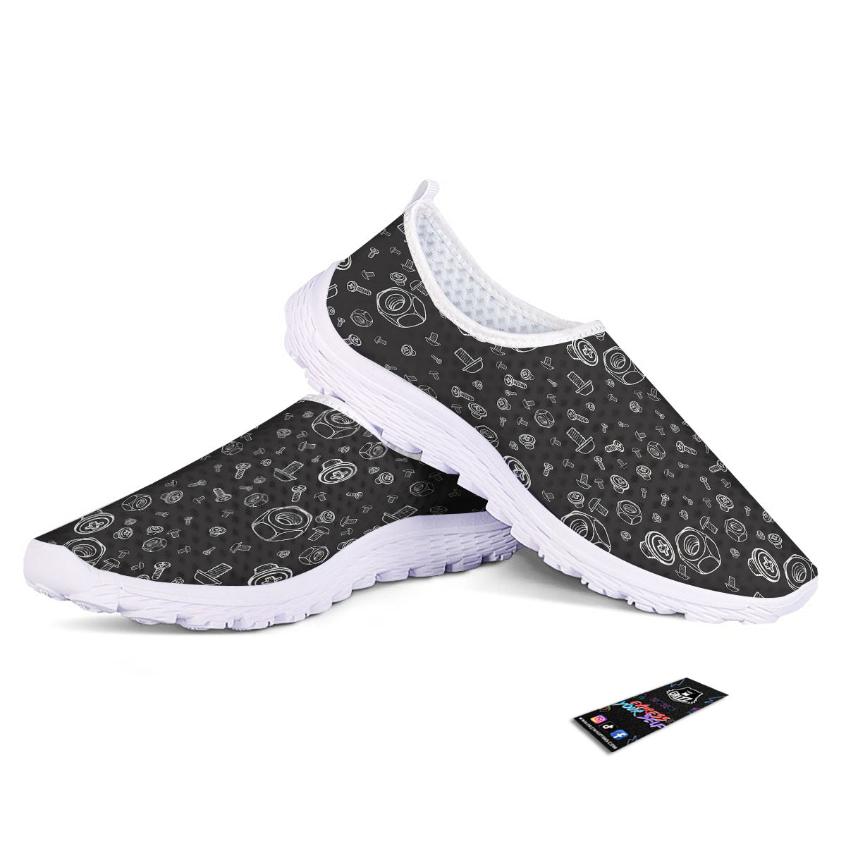 Bolts and Mechanic Nuts Print Pattern Nurse Shoes-grizzshop