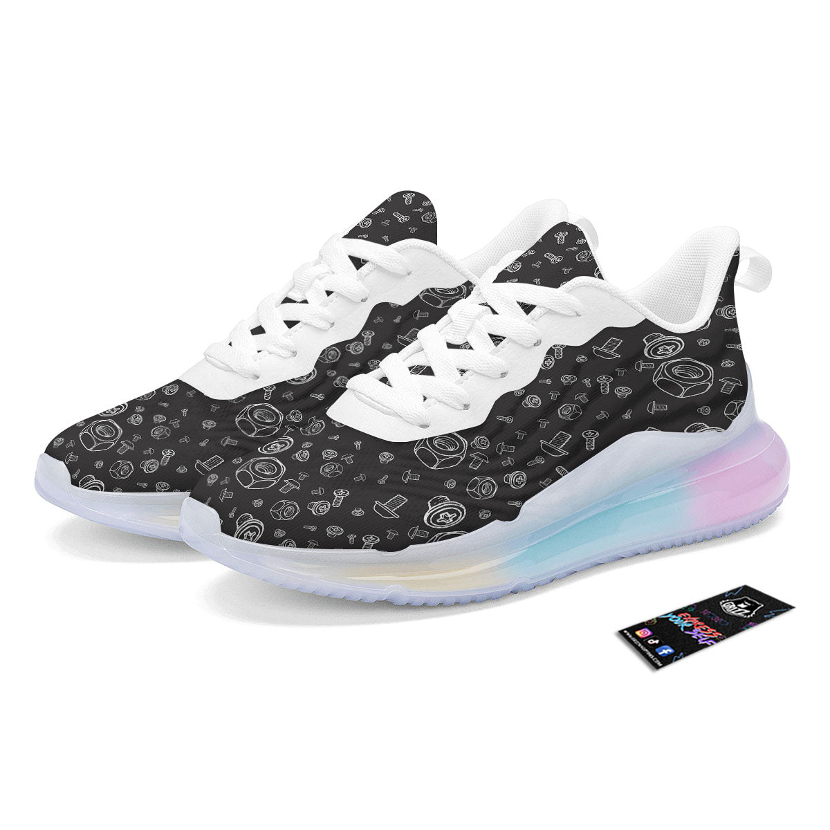 Bolts and Mechanic Nuts Print Pattern Running Sneakers-grizzshop