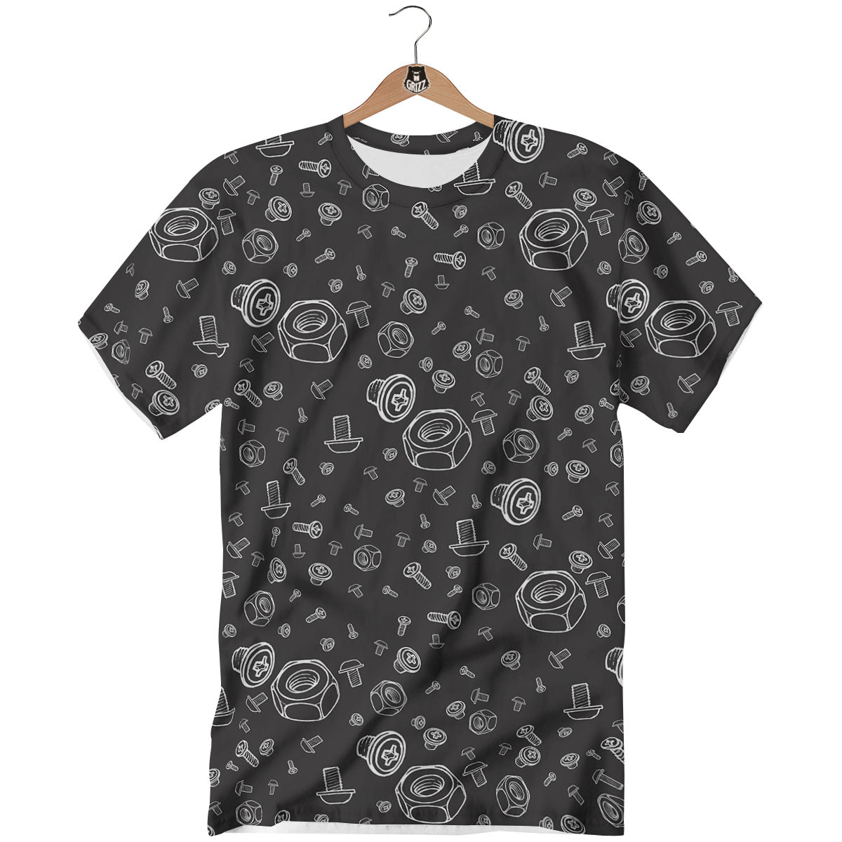 Bolts and Mechanic Nuts Print Pattern T-Shirt-grizzshop
