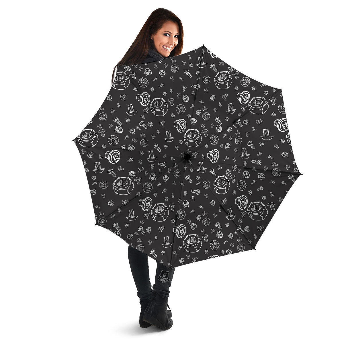 Bolts and Mechanic Nuts Print Pattern Umbrella-grizzshop