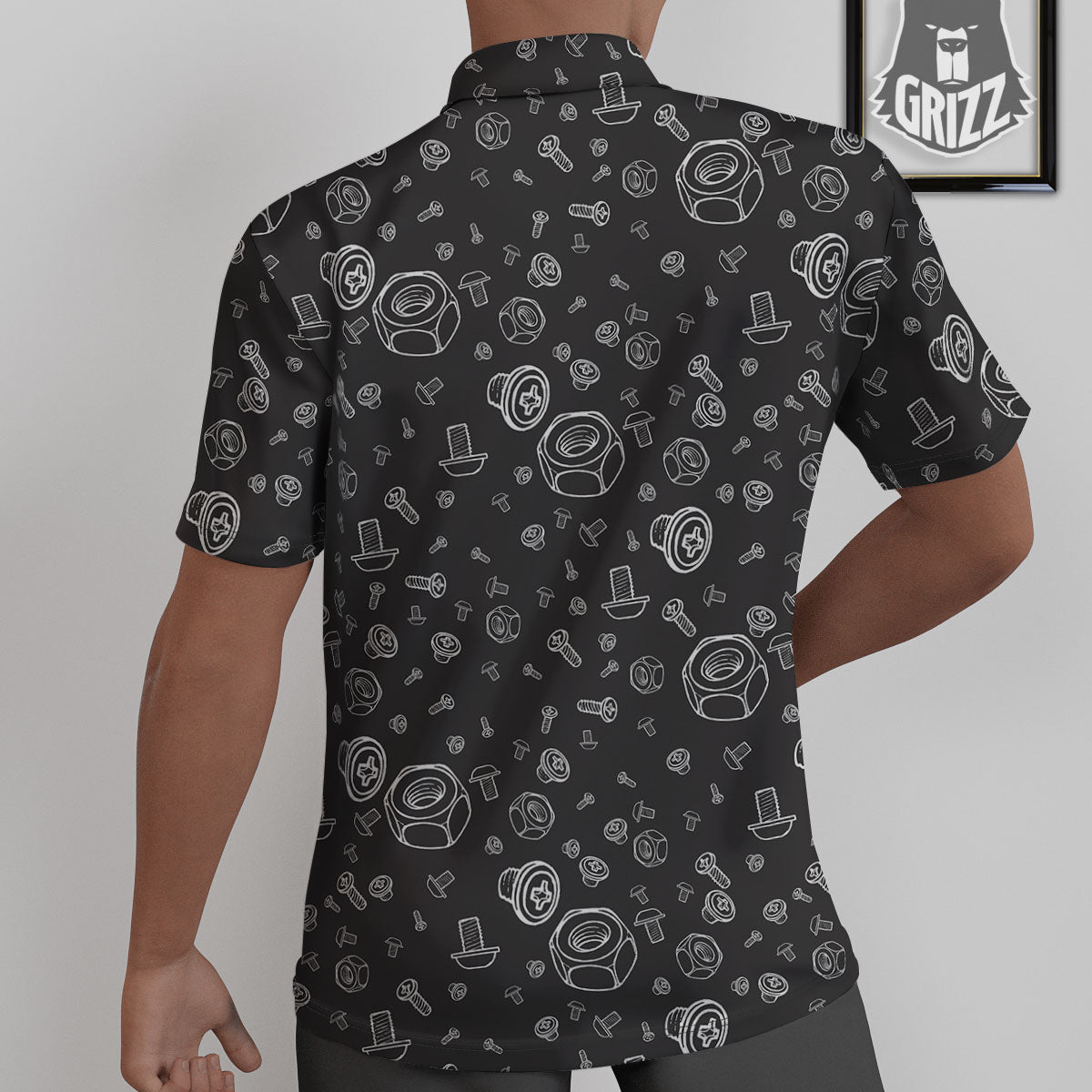 Bolts and Mechanic Nuts Print Pattern Untucked Shirts-grizzshop