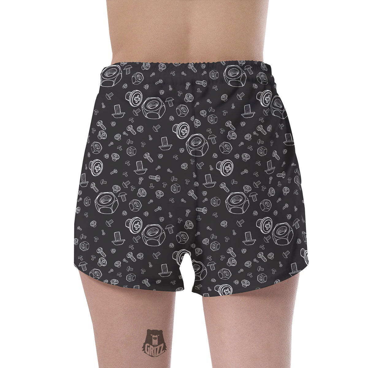 Bolts and Mechanic Nuts Print Pattern Women's Shorts-grizzshop